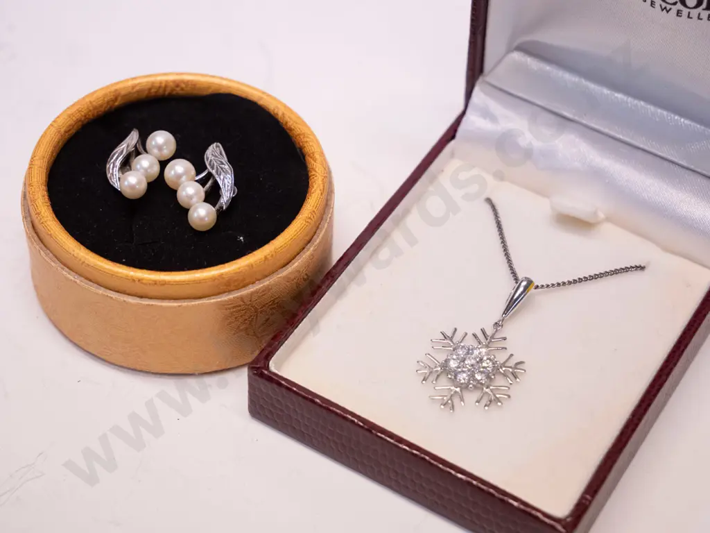 silver necklace chain stamped 925 & pair of earrings [screw on] Image 1++
