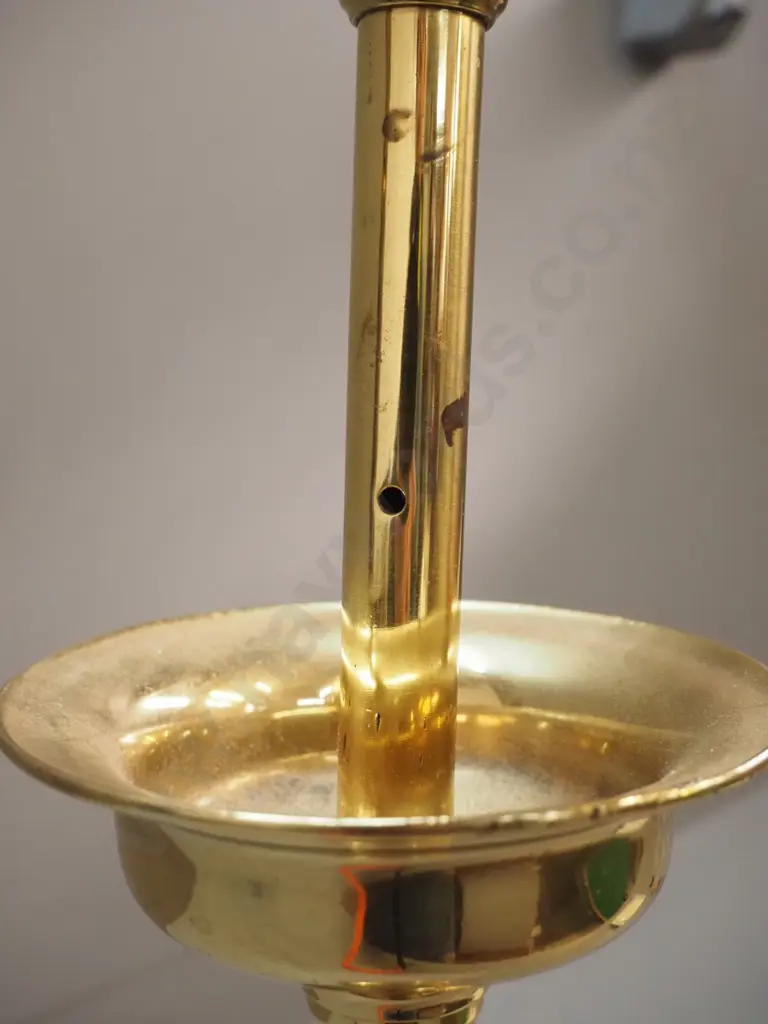 brass 7-candle candelabrum H-800 W-820 - dent to base, a missing fixing ball, one holder bent Image 1++