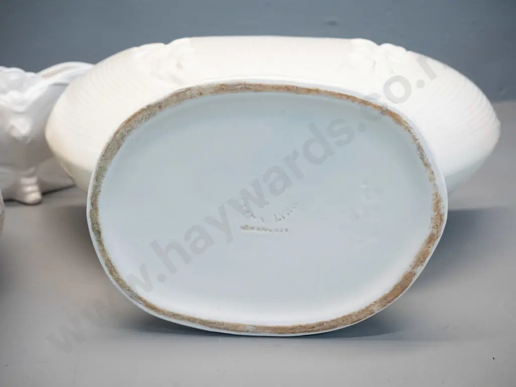 3 vases - Crown Lynn 553 trough H160 L310, Crown Lynn 135 shell shaped, and small vase, Crown Lynn shape, Image 1++