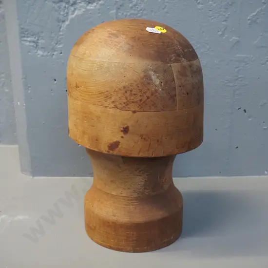 2-piece timber 21.5 inch hat block - marked Williamson Dunedin H-290