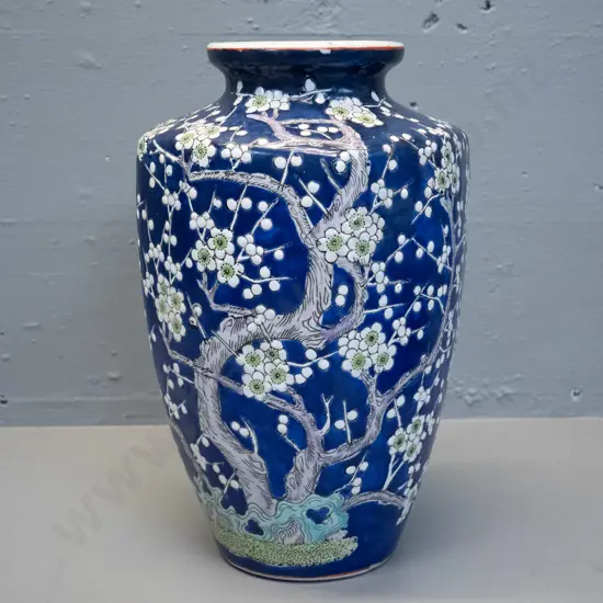 large Chinese cobalt glaze relief plum blossom pattern vase H-300 D-175