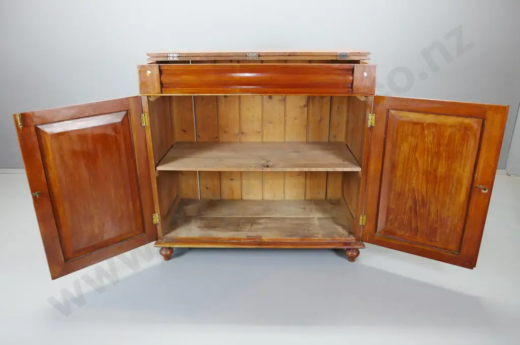 Victorian walnut cupboard with 2 panelled doors, modified with hinged top for access to top Image 1++