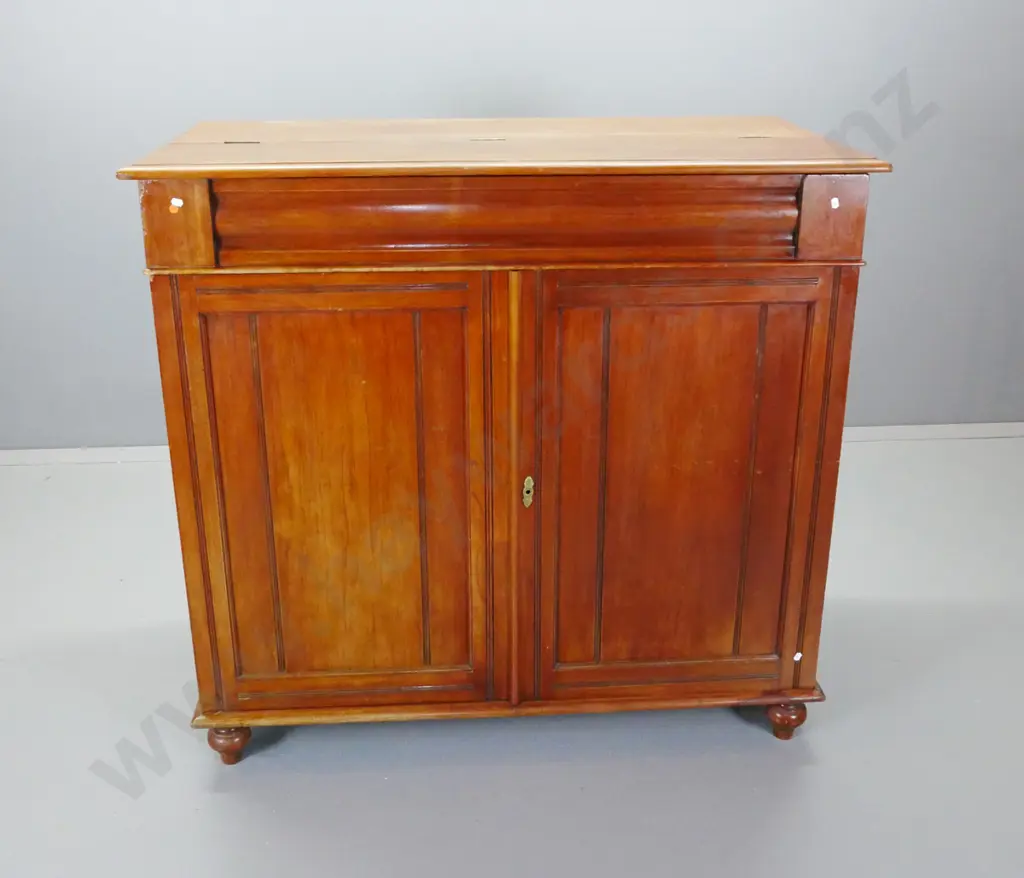 Victorian walnut cupboard with 2 panelled doors, modified with hinged top for access to top Image 1++