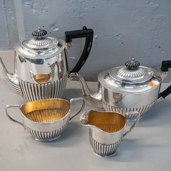 deco Lewis Rose EPNS 4-piece tea & coffee set with bakelite handles - coffee pot H-240