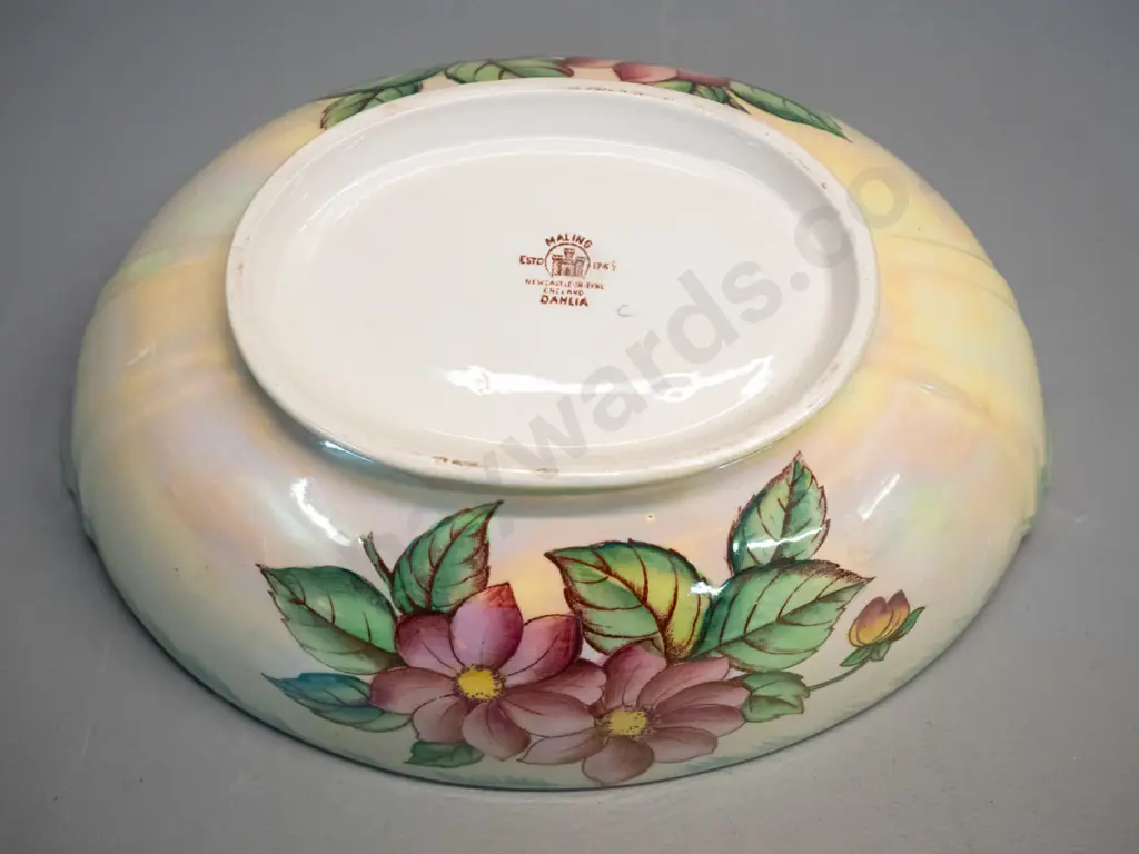 Maling dahlia pattern lustre oval footed bowl H-100 L180-250 W- Image 1++