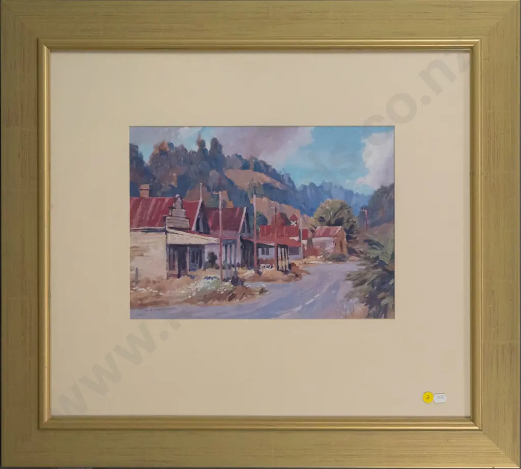framed WA MacCormick print - Central Otago town - H-260 W-360 Image 1++