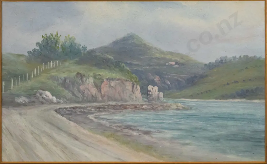 unsigned framed oil - Hereweka - H-190 W-320 Image 1++