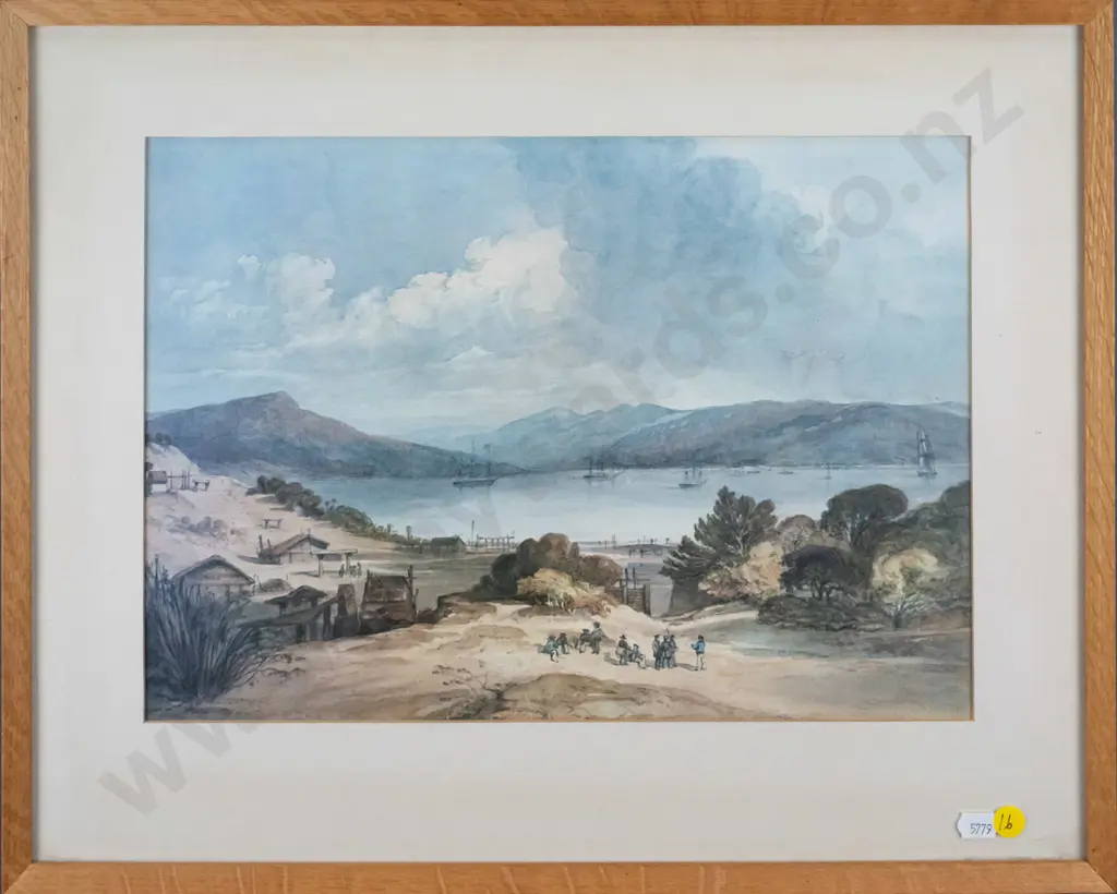framed historic print - Port Otago 1844 H-250 W-360 Image 1++