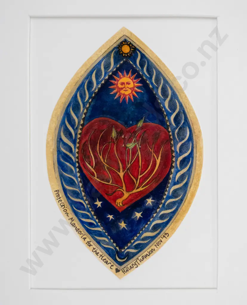 Hillary Thomson '93 - framed watercolour "Protection Mandorla for the heart" H-200 W-130 Image 1++