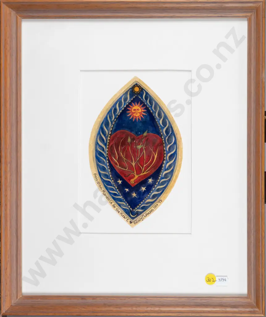 Hillary Thomson '93 - framed watercolour "Protection Mandorla for the heart" H-200 W-130 Image 1++