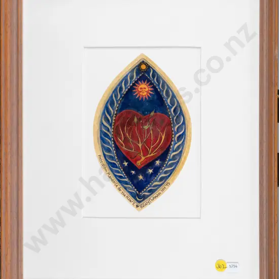 Hillary Thomson '93 - framed watercolour "Protection Mandorla for the heart" H-200 W-130