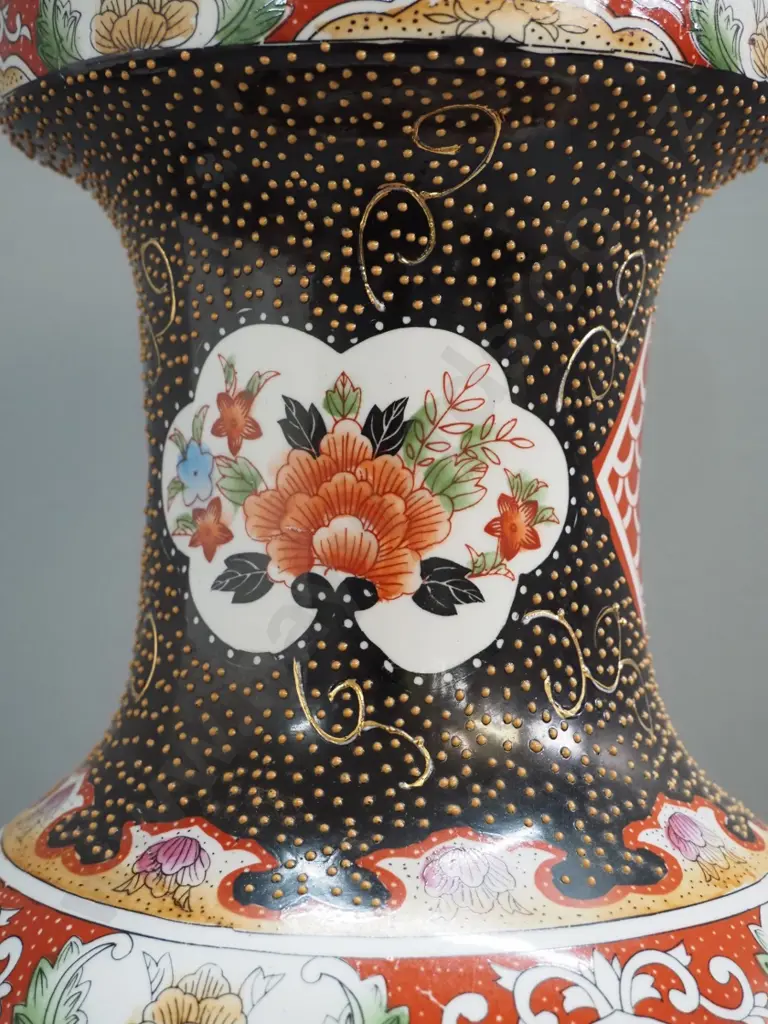 large asian bird and floral motif vase with raised decoration H-620 D-250 at widest Image 1++