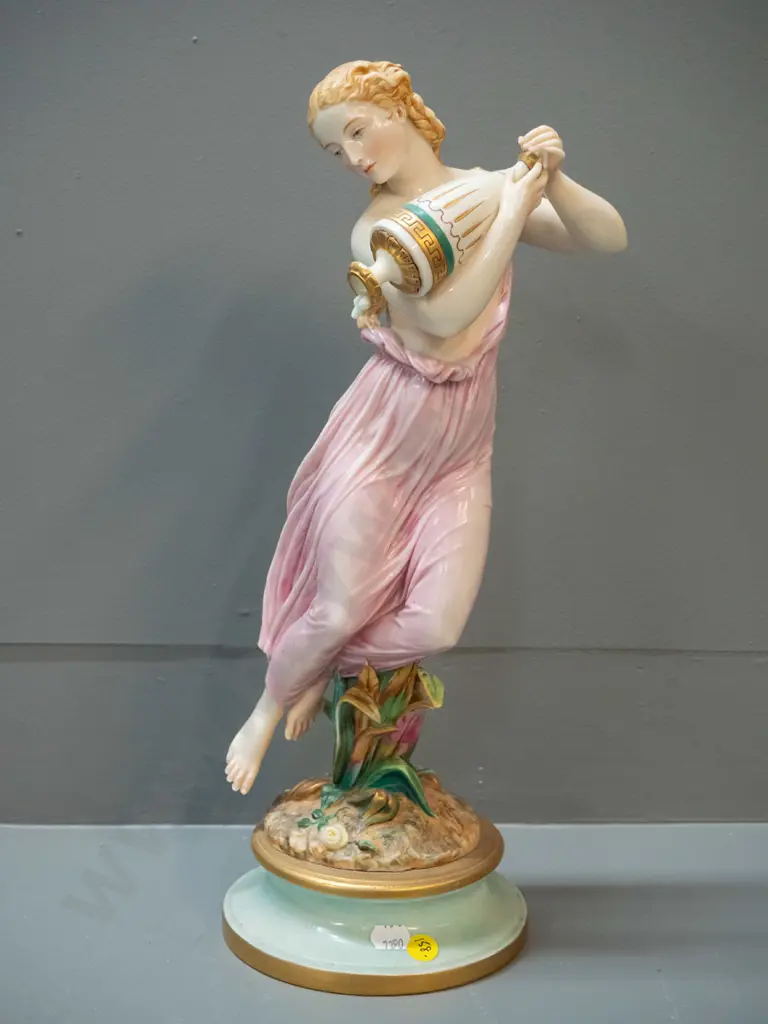 vintage European porcelain romantic style figure - woman with urn H-420 D-150 at base Image 1++