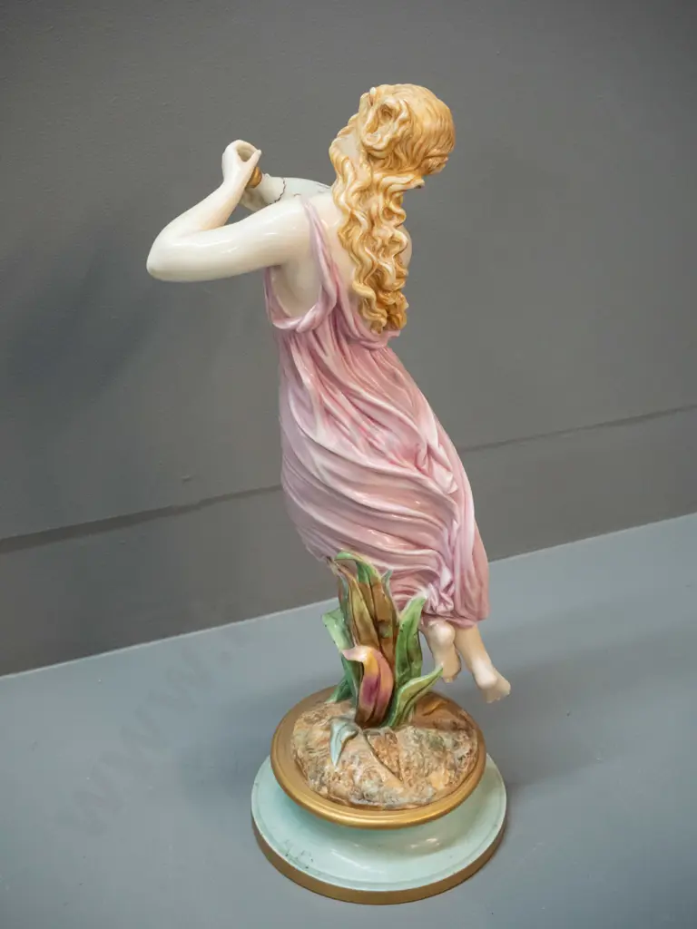 vintage European porcelain romantic style figure - woman with urn H-420 D-150 at base Image 1++