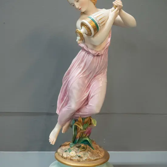 vintage European porcelain romantic style figure - woman with urn H-420 D-150 at base