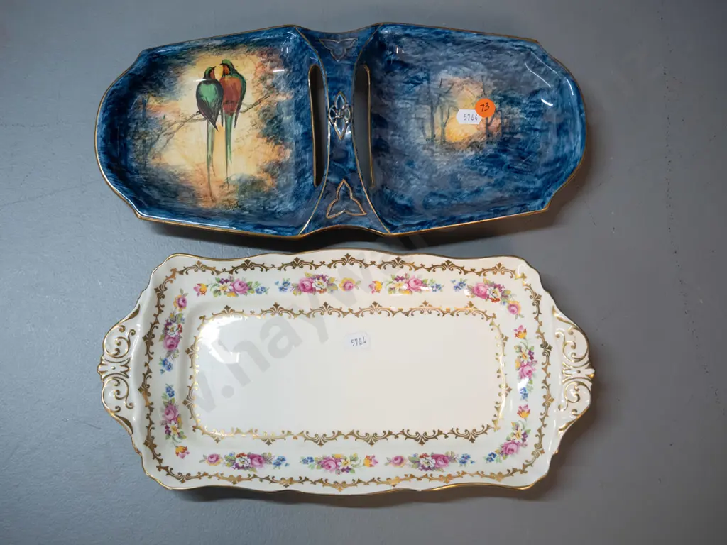 Royal Winton hand painted handled serving dish, Aynsley gold and floral dish Image 1++