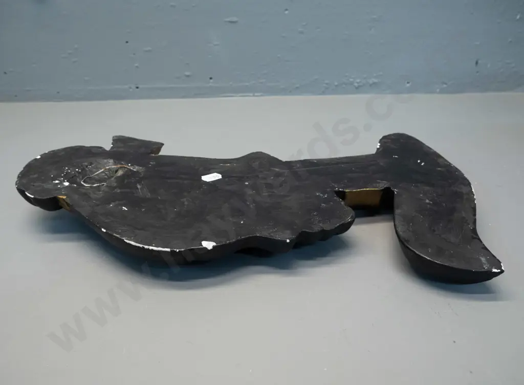 mid-century matte black and gold painted plaster silhouette wall head H-400 - some chips to black finish Image 1++