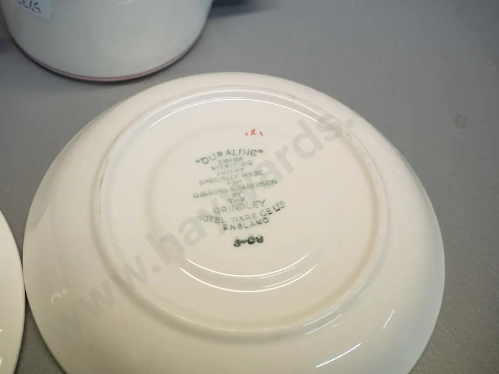 2 Dunn Bennett Burslem cups & saucers, branded Scoular Dunedin, attributed ex-Seacliff Hospital Image 1++