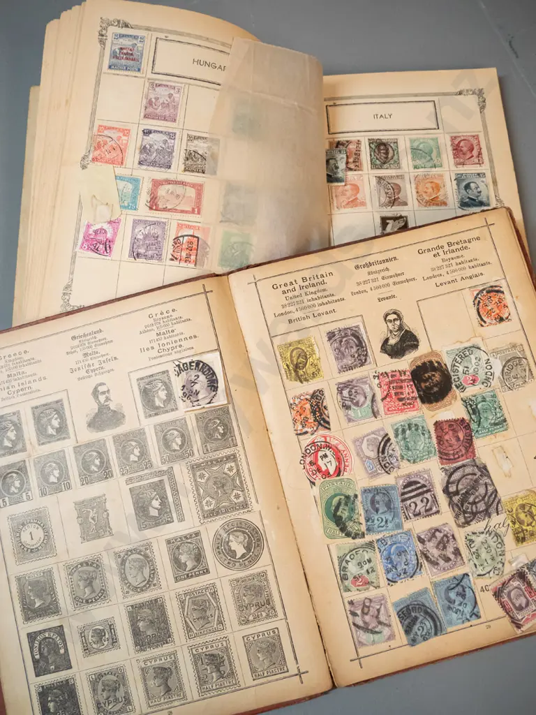 large collection of vintage stamp albums, loose stamps, some first day covers, and a small box of photo corners, Image 1++