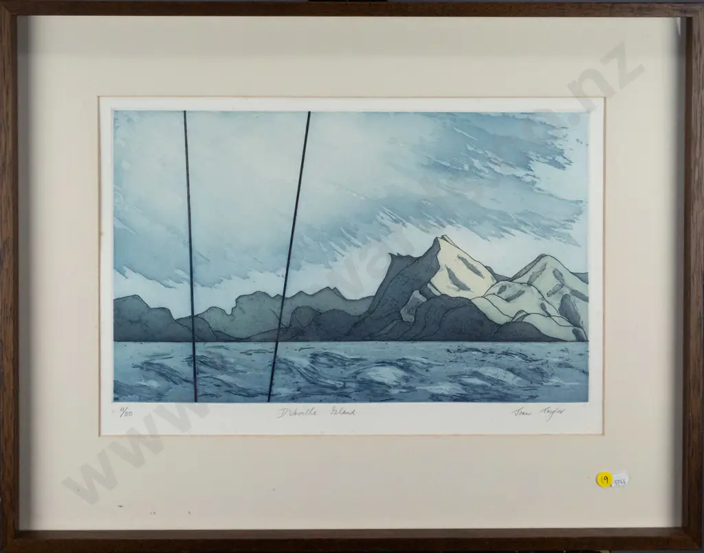 Joan Taylor -framed ltd edition print 11/50 "D'Urville Island" (slight foxing) H-260 W-420 Image 1++
