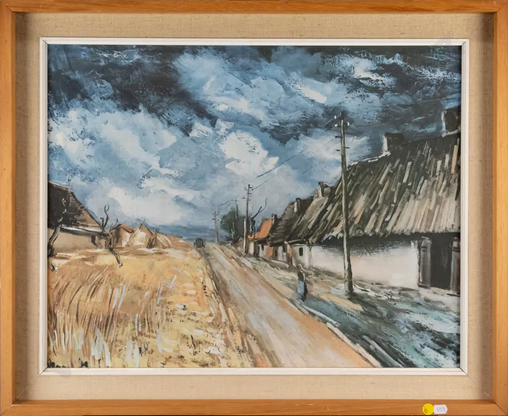 framed print - main street village scene - H-490 W-510 Image 1++