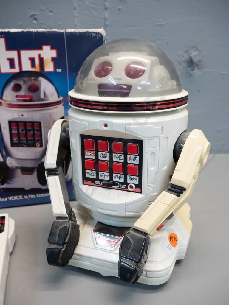 Verbot voice-control toy robot with remote, instructions and original box. Robot is H-230 W-140 D-150 Image 1++