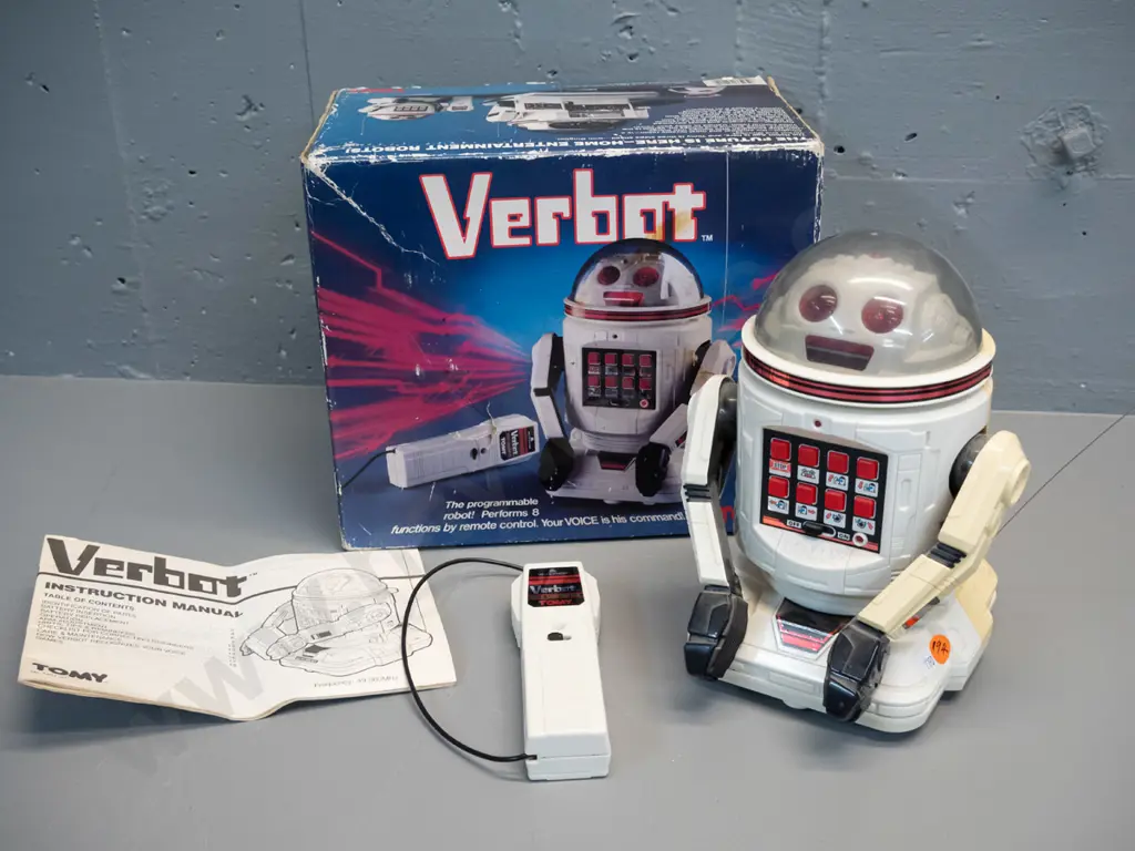 Verbot voice-control toy robot with remote, instructions and original box. Robot is H-230 W-140 D-150 Image 1++