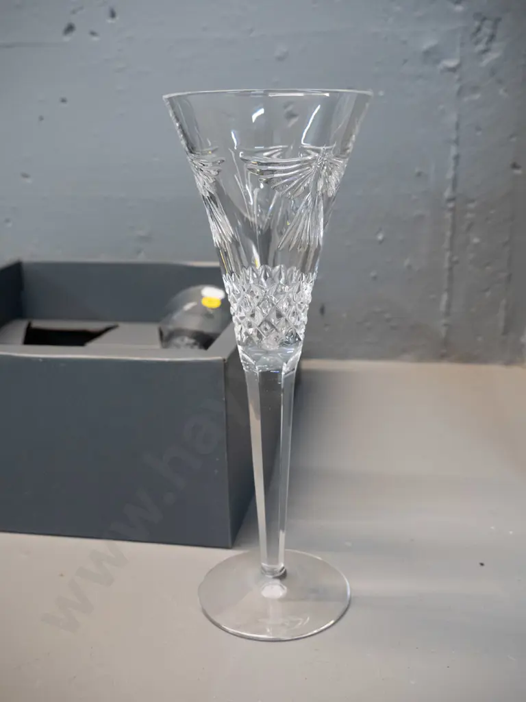 pair of Waterford Millennium Collection crystal champagne "Peace" toasting flutes H-230 in original box Image 1++