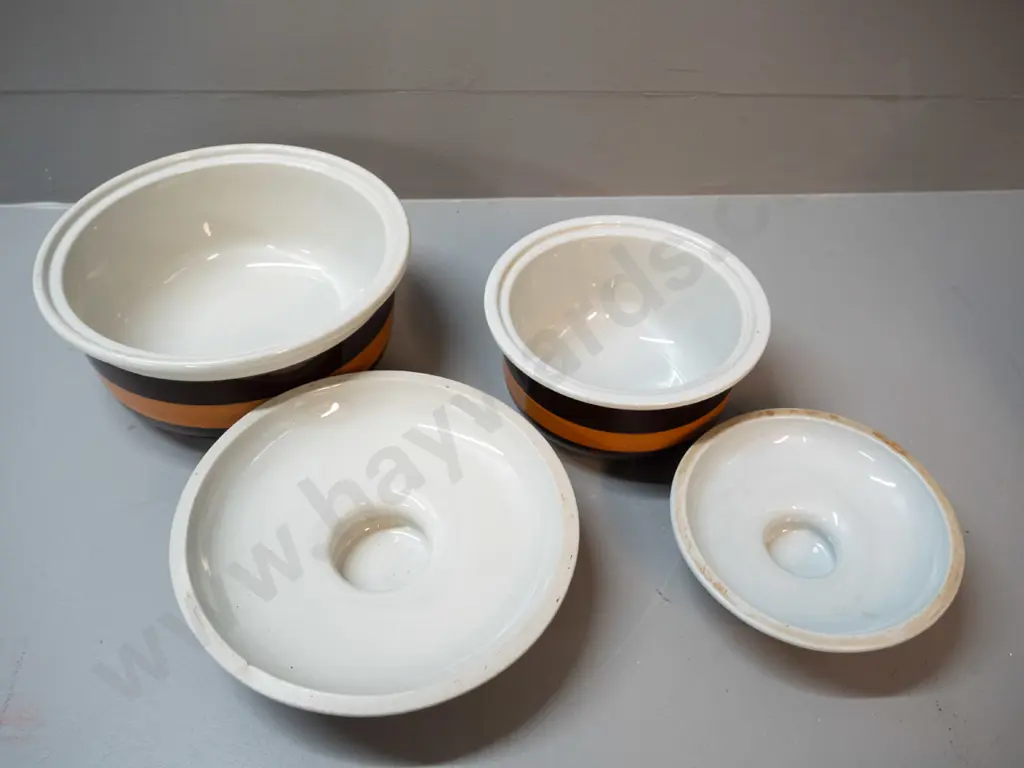 2 retro Avondale "Jubilee" (crown Lynn?) lidded casseroles - larger is D-260 Image 1++