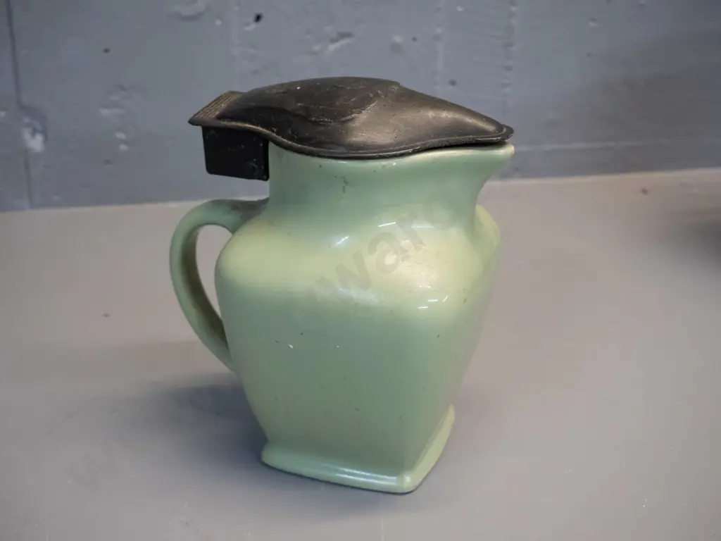 vintage Fowler ware Australian porcelain electric kettle with element and plastic lid - base marked Model EEJ1. H-180 Image 1++