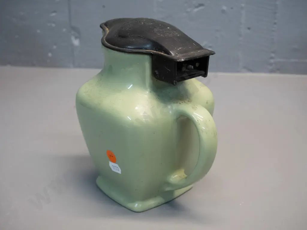 vintage Fowler ware Australian porcelain electric kettle with element and plastic lid - base marked Model EEJ1. H-180 Image 1++