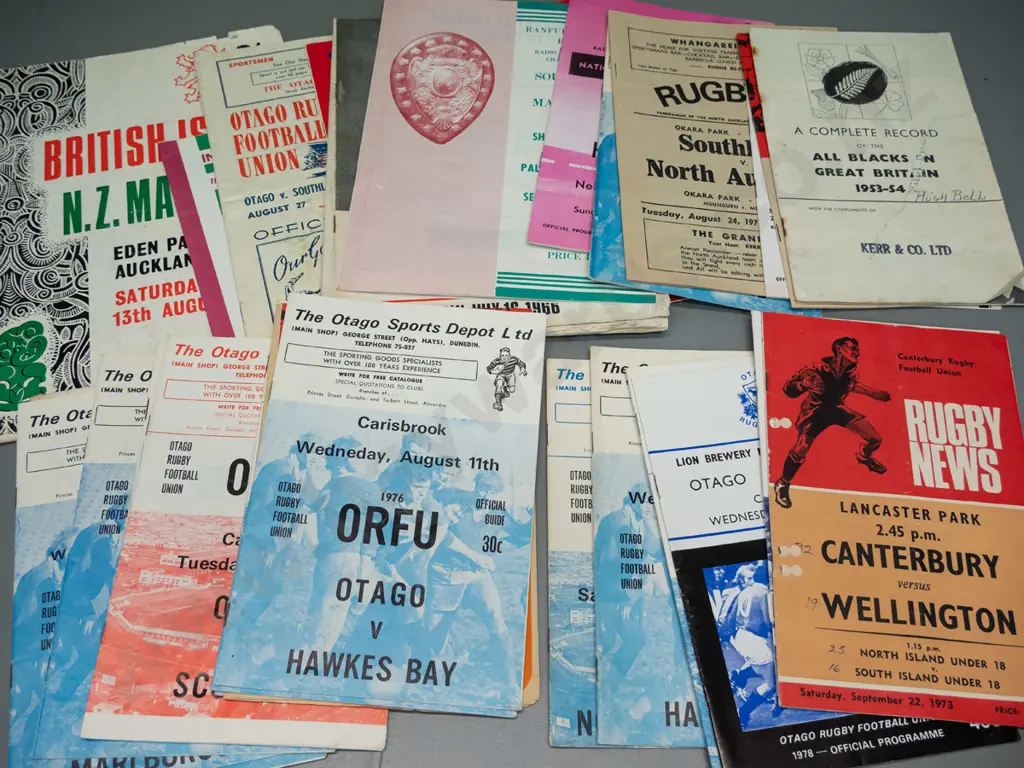 large collection of rugby programs and ephemera, from 1950s thru 1970s, mostly Southland & Otago Image 1++