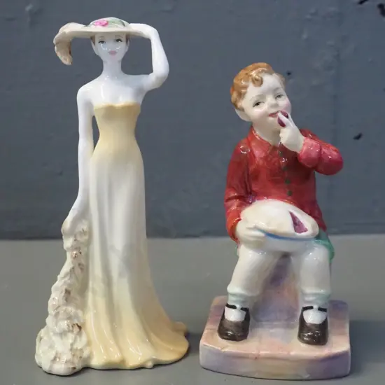 2 small figurines - Royal Doulton 'Little Jack Horner' and Coalport woman H-130