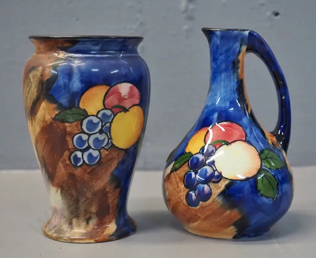 2 Tunstall Autumn hand painted items - vase and jug, both approx. H-120 Image 1++