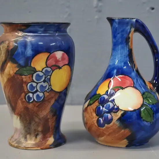2 Tunstall Autumn hand painted items - vase and jug, both approx. H-120