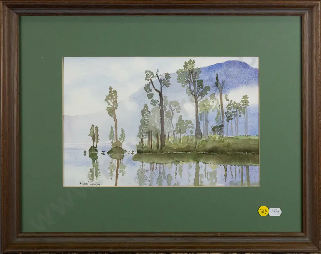 Isobel Spittle - framed watercolour "Lake Brunnner Westland" H-180  W-260 Image 1++