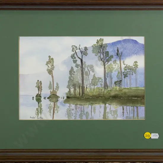 Isobel Spittle - framed watercolour "Lake Brunnner Westland" H-180  W-260