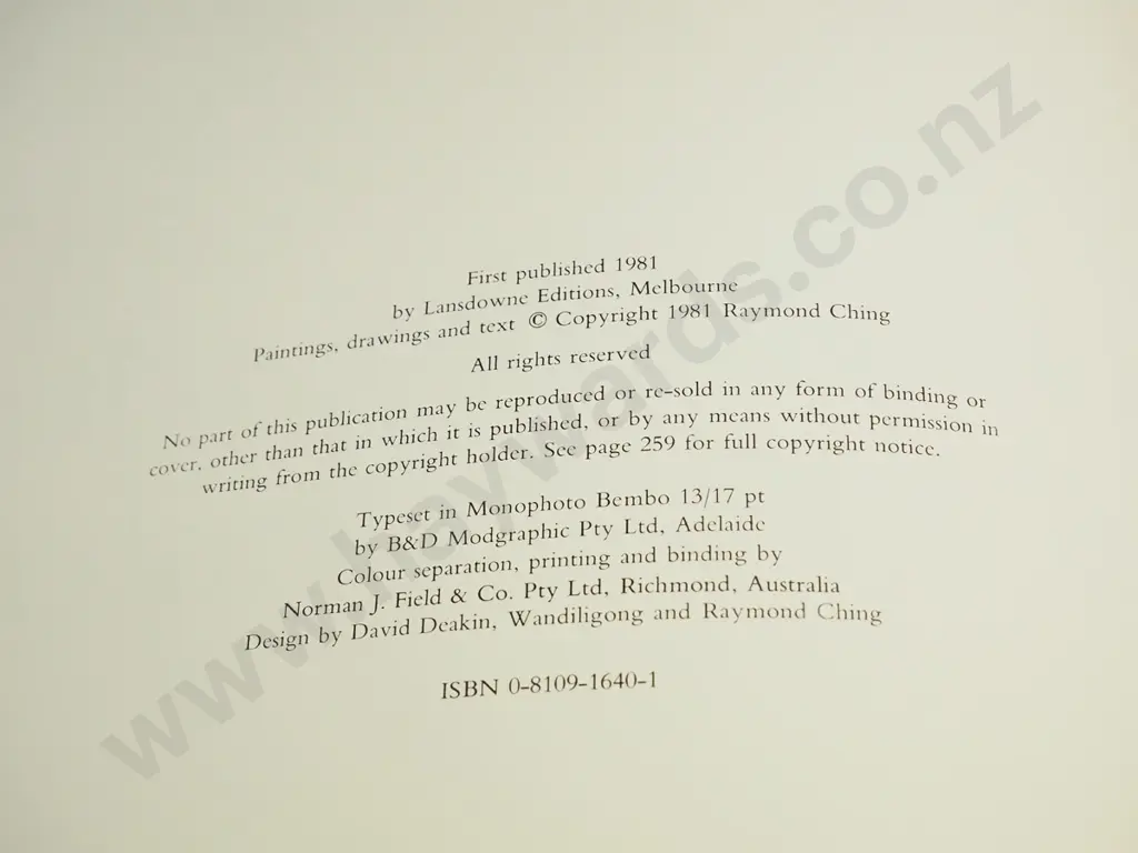 Art book - Studies & Sketches of a Bird Painter - Raymond Ching - with slip-case and original freight carton, 1981 Image 1++