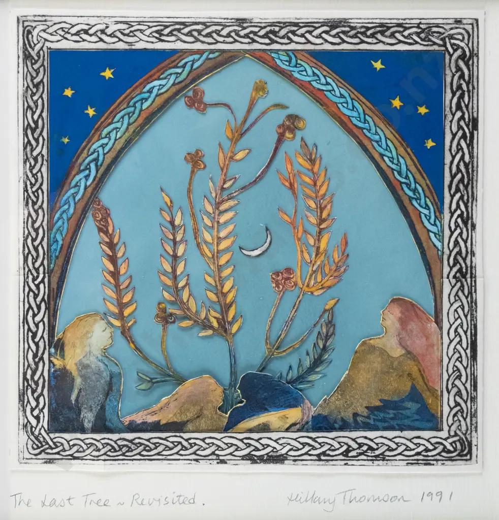 HIllary Thomson 1991 - framed collage "The last tree revisited" H-220 W-200 Image 1++