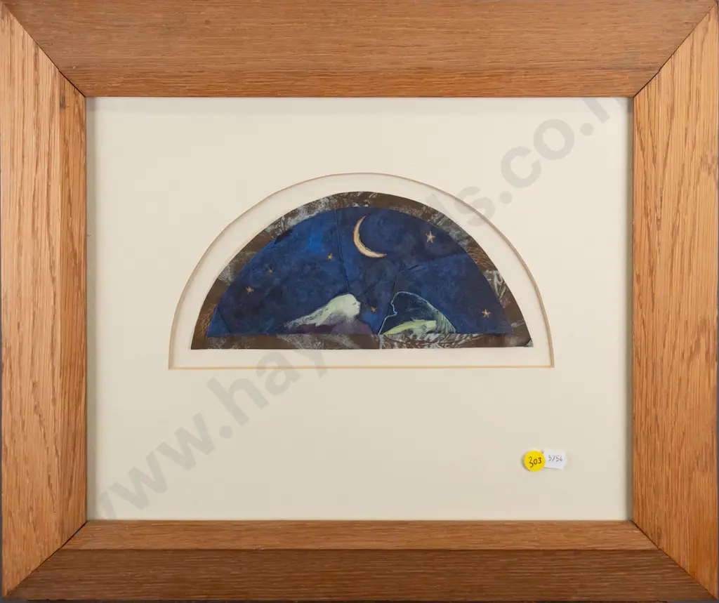Hillary Thomson  - framed collage -woman & starts H-110 W-230 Image 1++