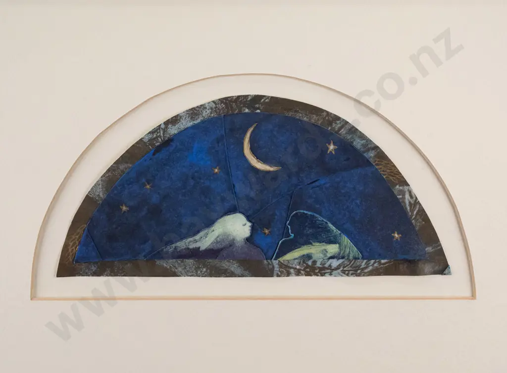 Hillary Thomson  - framed collage -woman & starts H-110 W-230 Image 1++