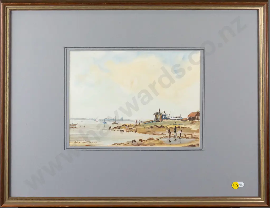 Ray Melhop  - framed  watercolour "Oyster sheds East Anglia " H-190 W-260 Image 1++