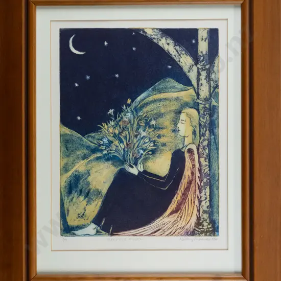 Hillary Thomson - framed ltd edition print 7/7 "Sleeping Angel" H-290 W-220