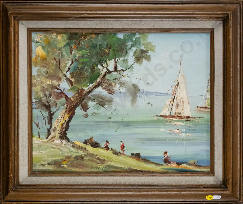 Ray Melhop - framed oil "yachting" H-270 W-340 Image 1++