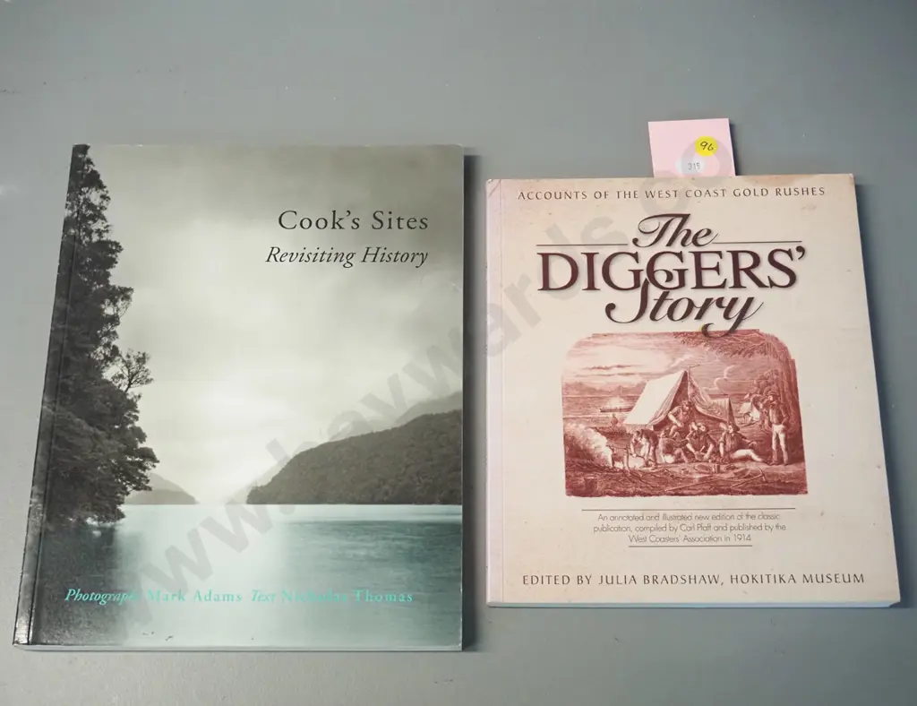 2 books - The Digger's Story - new edition of 1914 West Coast miner's story - and Cook's Sites by Adams and Thomas, 1999 Image 1++
