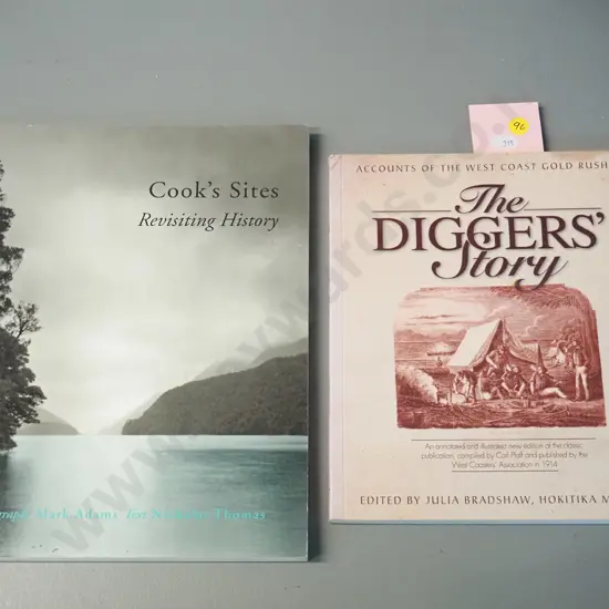 2 books - The Digger's Story - new edition of 1914 West Coast miner's story - and Cook's Sites by Adams and Thomas, 1999