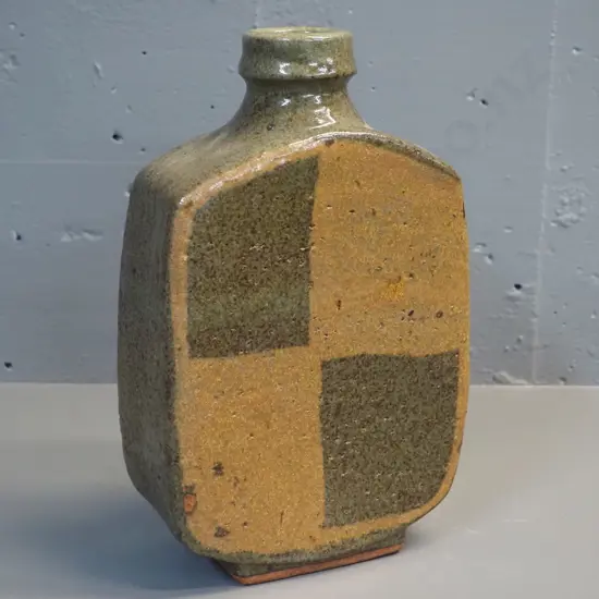 slab pottery vase marked IS (Isobel Spittle) H-300 W-180 D-80