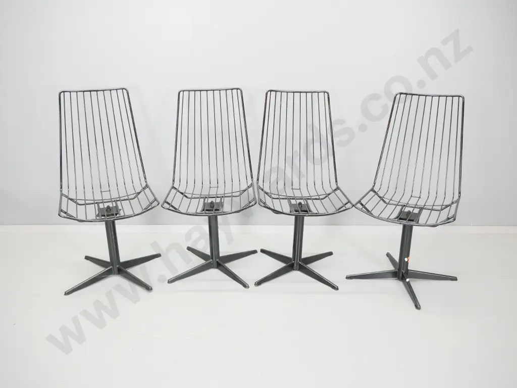 set of 4 retro  metal frame high-back swivel dining chairs - no cushions H-900 W-540 D-450 Image 1++