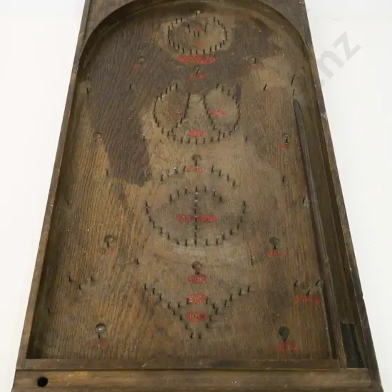 oak bagatelle board - some wear to polish L-770 W-380