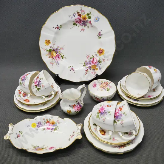 various Royal Crown Derby, some are Posies pattern - 6 trios, cabinet plate D-265, serving dish, milk & sugar